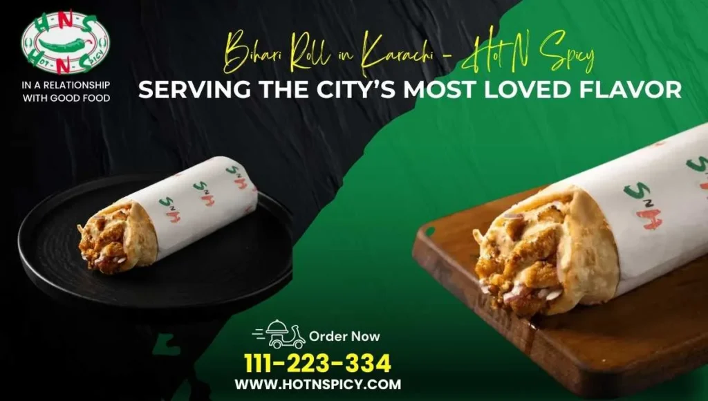 Delicious Bihari Roll in Karachi filled with spiced meat, fresh vegetables, and flavorful sauces.