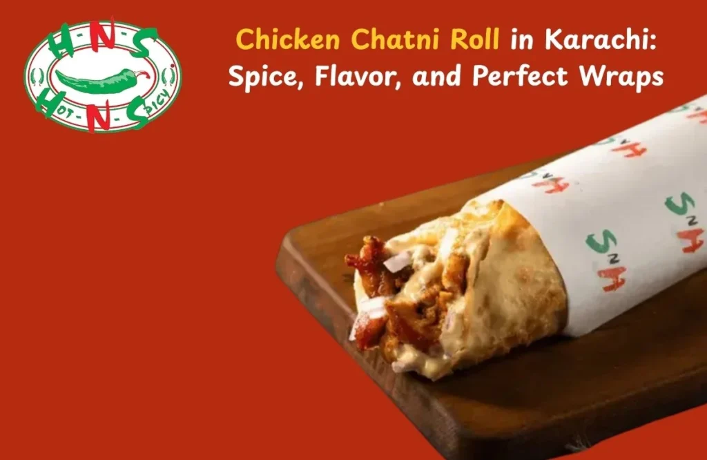 Fresh Chicken Chatni Roll served with spicy chutney and vegetables.
