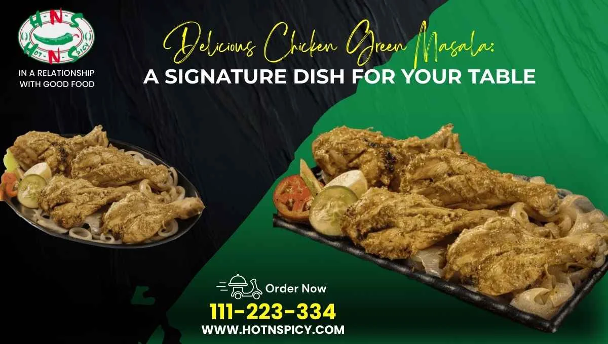 Plate of Chicken Green Masala served with aromatic spices