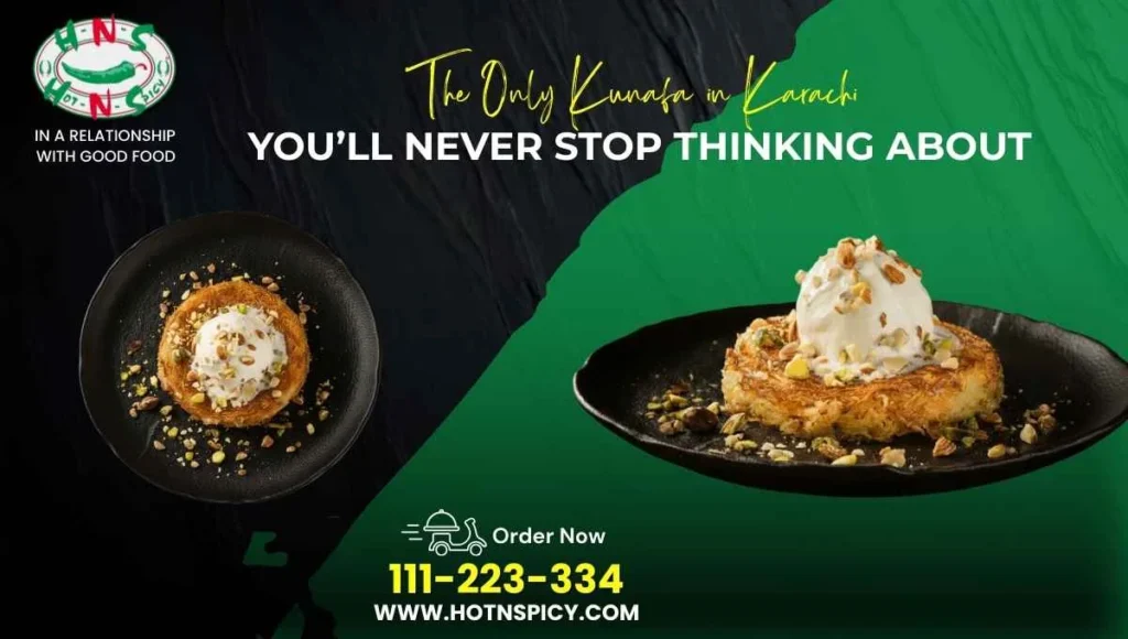 Freshly prepared kunafa in Karachi served warm with crispy layers and rich cheese.